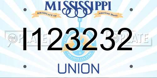 I123232 Mississippi License Plate
