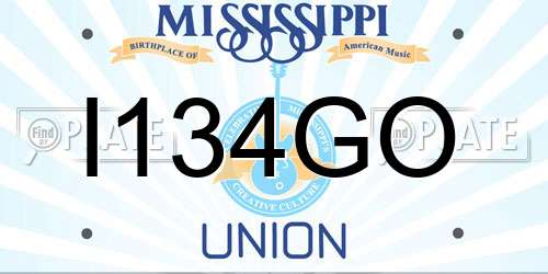 I134GO Mississippi License Plate