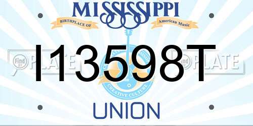 I13598T Mississippi License Plate