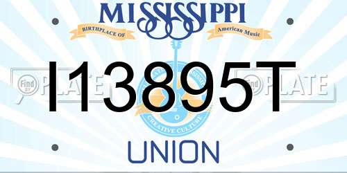 I13895T Mississippi License Plate