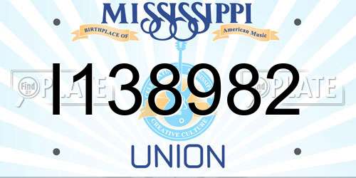 I138982 Mississippi License Plate