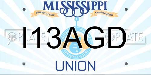 I13AGD Mississippi License Plate