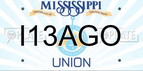 I13AGO Mississippi License Plate