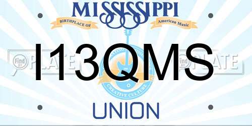I13QMS Mississippi License Plate