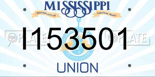 I153501 Mississippi License Plate