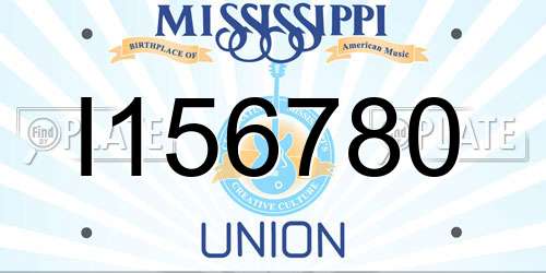 I156780 Mississippi License Plate