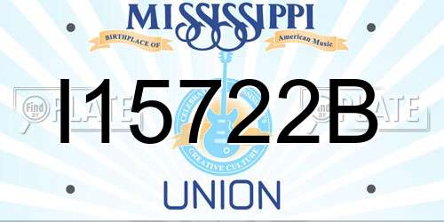 I15722B Mississippi License Plate