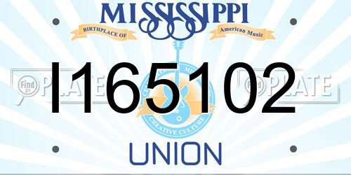 I165102 Mississippi License Plate