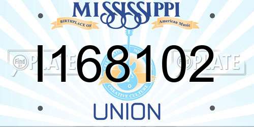 I168102 Mississippi License Plate
