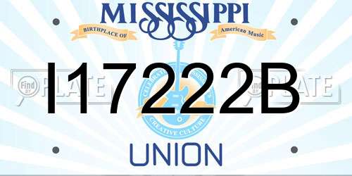 I17222B Mississippi License Plate