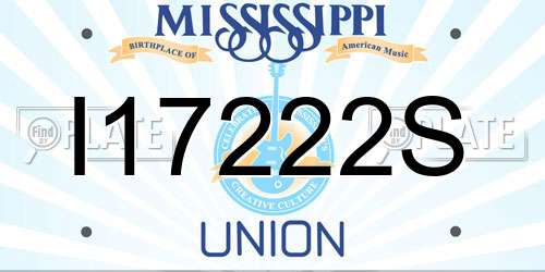I17222S Mississippi License Plate
