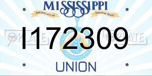I172309 Mississippi License Plate