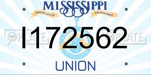 I172562 Mississippi License Plate