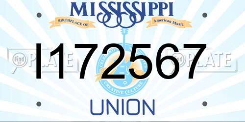 I172567 Mississippi License Plate