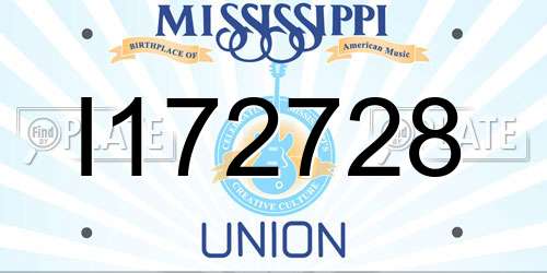 I172728 Mississippi License Plate