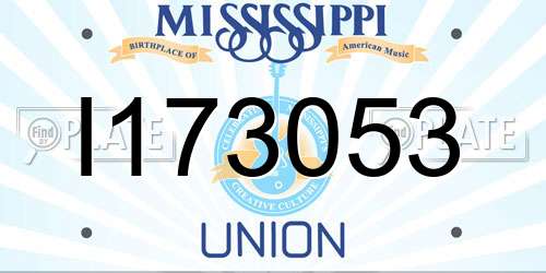 I173053 Mississippi License Plate