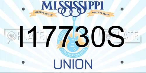 I17730S Mississippi License Plate