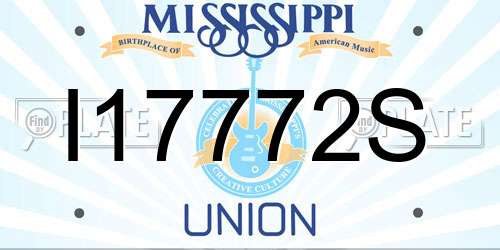 I17772S Mississippi License Plate