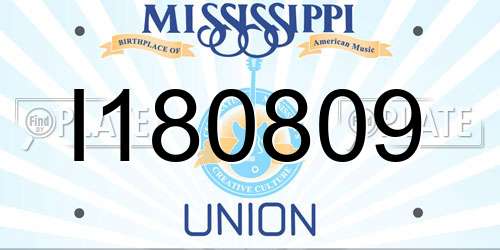 I180809 Mississippi License Plate