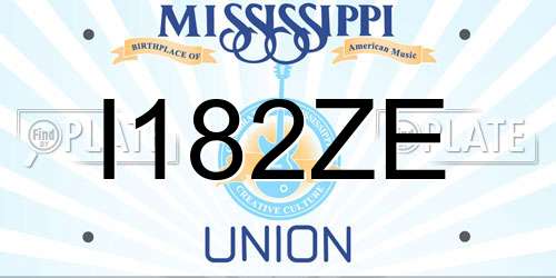 I182ZE Mississippi License Plate