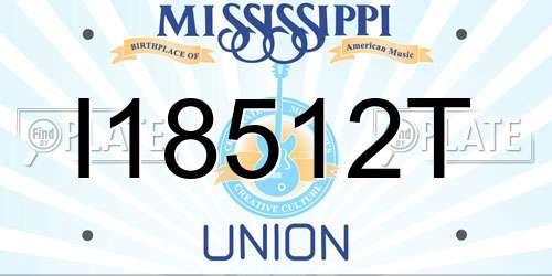 I18512T Mississippi License Plate