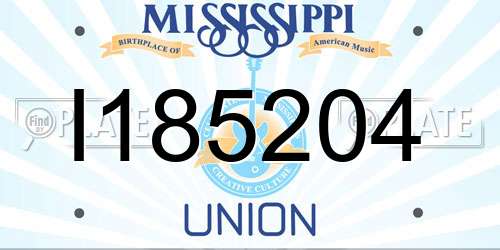 I185204 Mississippi License Plate