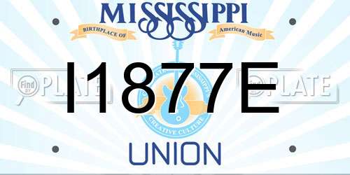 I1877E Mississippi License Plate