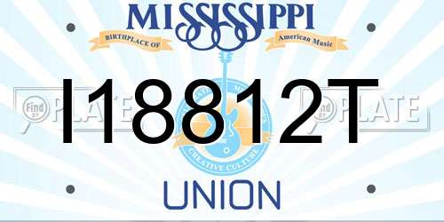 I18812T Mississippi License Plate