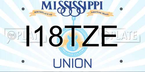 I18TZE Mississippi License Plate