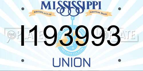 I193993 Mississippi License Plate
