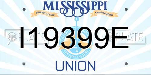 I19399E Mississippi License Plate