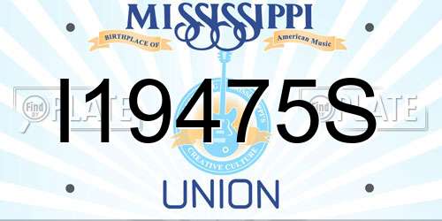 I19475S Mississippi License Plate