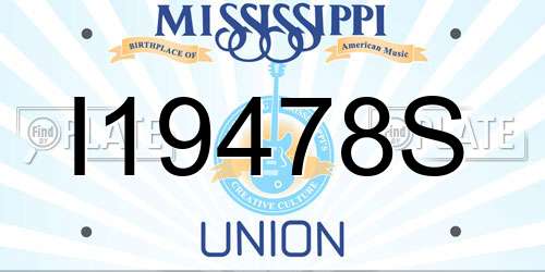 I19478S Mississippi License Plate