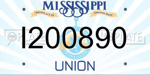 I200890 Mississippi License Plate