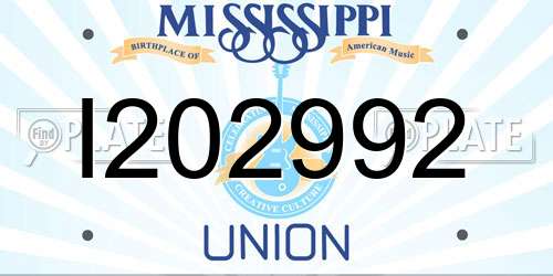 I202992 Mississippi License Plate