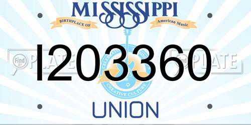 I203360 Mississippi License Plate