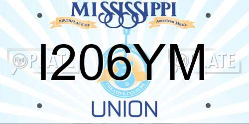 I206YM Mississippi License Plate
