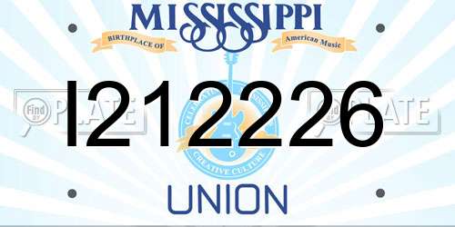 I212226 Mississippi License Plate