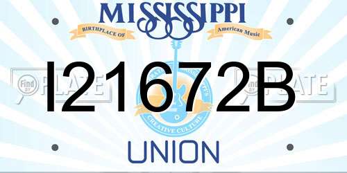 I21672B Mississippi License Plate