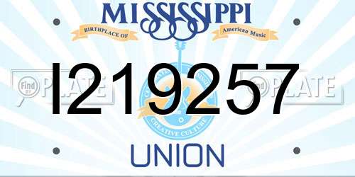 I219257 Mississippi License Plate
