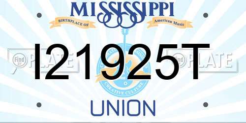 I21925T Mississippi License Plate