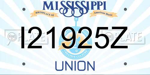I21925Z Mississippi License Plate