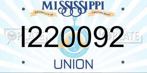 I220092 Mississippi License Plate