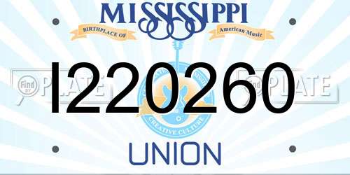I220260 Mississippi License Plate