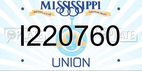 I220760 Mississippi License Plate