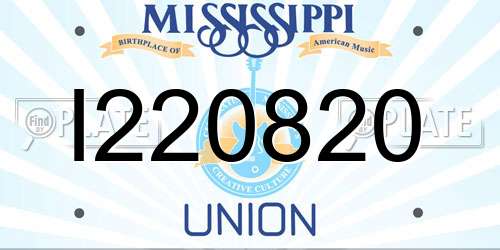 I220820 Mississippi License Plate