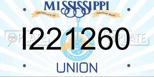 I221260 Mississippi License Plate