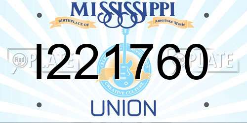 I221760 Mississippi License Plate