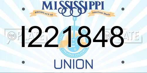 I221848 Mississippi License Plate