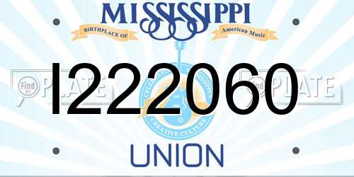 I222060 Mississippi License Plate